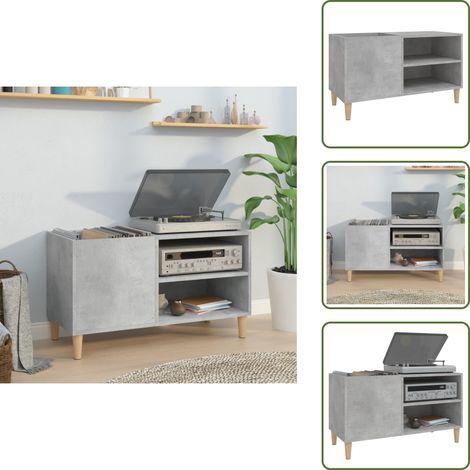 Schallplatten aufbewahren - vidaXL Plattenschrank Betongrau 84,5x38x48 cm Holzwerkstoff - Schallplattenordnung (1/5)