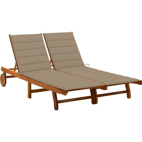 Chaise longue de jardin 2 places avec coussins Acacia solide 8 (1/5)