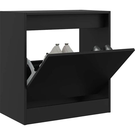 vidaXL Shoe Cabinet Black 60x34x63,5 cm Engineered Wood (1/5)