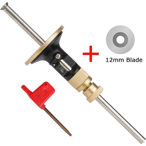 Calibre de trazado, con rueda para madera blanda y dura, bloqueo de seguridad, función de microajuste, destornillador incluido