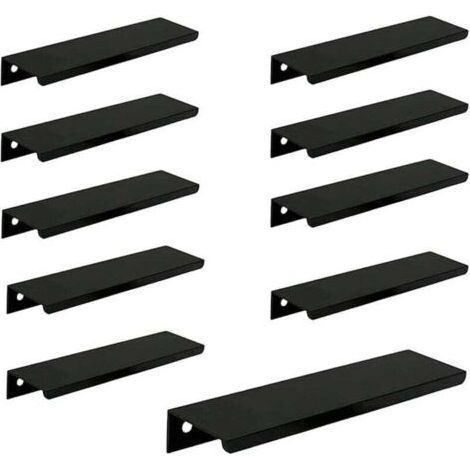 (10 pièces, noir) Poignée de porte longue invisible pour armoire, 150 mm de long, poignée de bord noire sans perforation