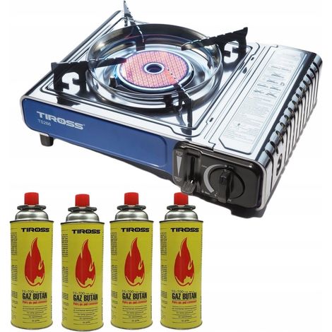 Fornello da campeggio a gas Tiross TS-266 + 4 bombole di gas
