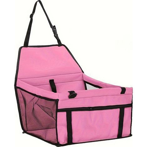 Hunde- und Katzengeschirr mit Sitzerhöhung, atmungsaktive Autotasche für Haustiere, Autositzgeschirr für Hunde und Katzen/Rosa (1/5)