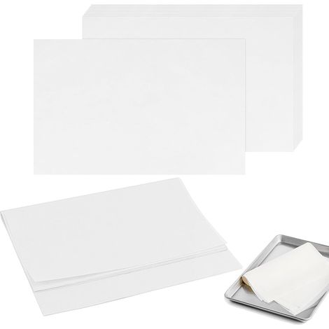 Lot de 100 feuilles de papier sulfurisé 30 x 40 cm - Papier sulfurisé résistant à la graisse - Blanc - Antiadhésif - Pour la cuisson, la pâtisserie, le barbecue (1/5)