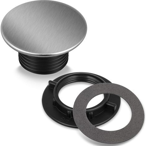 Cache-trou de robinet de cuisine en acier inoxydable, cache-trou de robinet d'évier haut de gamme, acier inoxydable brossé (1/4)