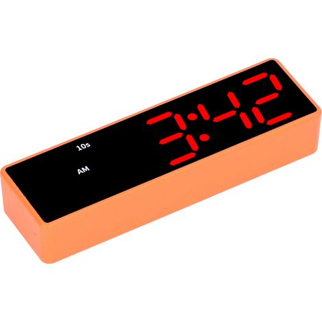 Minuteur d'entraînement numérique LED, horloge de table électronique multifonctionnelle pour chambre et salle de sport (cadre orange, affichage bleu-rouge) (1/5)