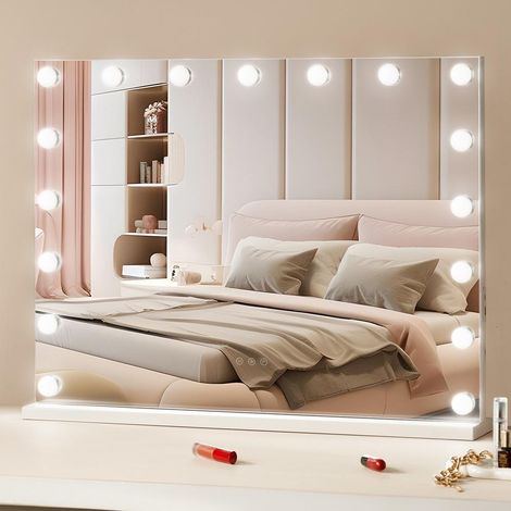 Éclairage LED variable pour un maquillage précis, miroir Hollywood avec miroir grossissant 5X et USB Type-C (1/5)