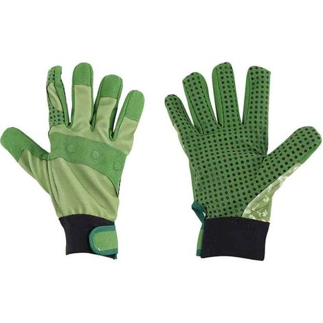 Gants de protection jardin grip & velcro - Taille L - Vert - Livraison gratuite (1/4)