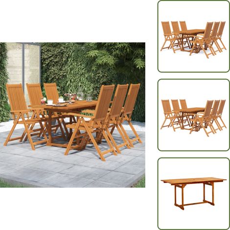 Ensemble à manger de jardin 7 pcs Bois d'acacia massif - Ensemble Salon De Jardin - Meubles De Jardin - Table Extensible - Chaise Ajustable - Acacia Massif (1/5)