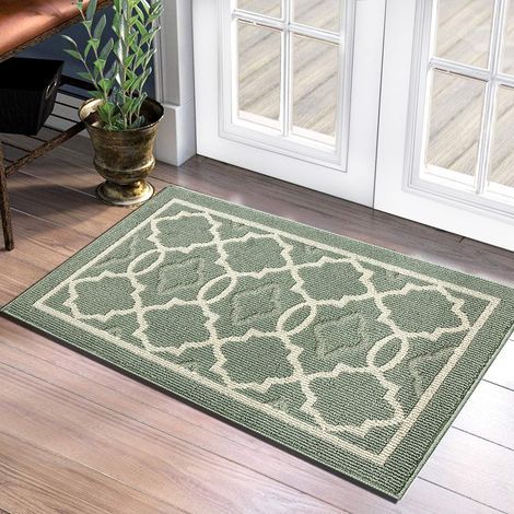 Dust Proof Door Mat, Indoor and Outdoor Anti-Slip Dirty Door Mat, Super Absorbent Floor Mat, Machine Washable Door Mat (Green, 50 x 80 cm) (1/5)