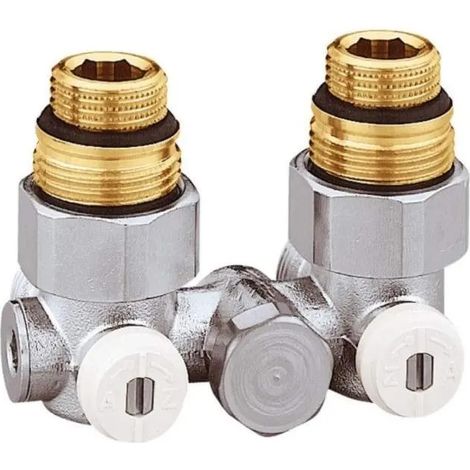 Válvula doble en H, tubo único, en ángulo, para radiador hembra 15x21