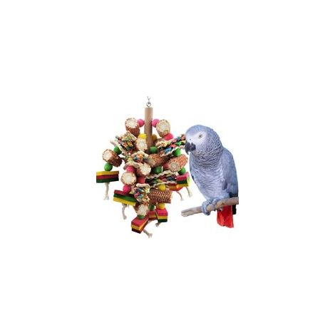 Vogelspielzeug, Papageienspielzeug, Vogelspielzeug aus natürlichen, mehrfarbigen Holzblöcken für Graupapageien, Amazonenpapageien und kleine bis mittelgroße Vögel zum Trainieren der Schnabelmuskulatur