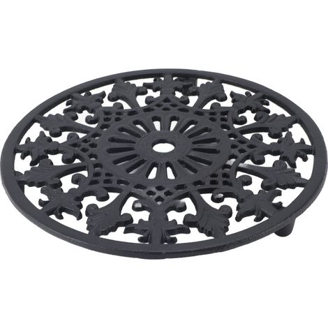 Dessous de plat vintage en fonte antidérapante, support rond pour plats chauds, casseroles et poêles, idéal pour la cuisine et le plan de travail. (1/5)