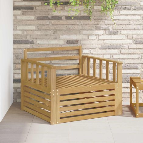 Canapé d'Extérieur 1 Place en Bois d'Acacia Massif Blanc Fauteuil de Jardin avec Accoudoirs - PANGIVO (1/5)