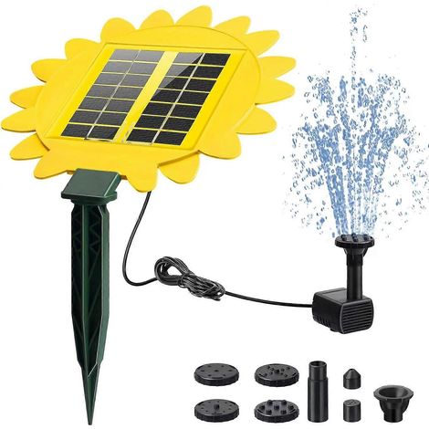 Pompe solaire pour fontaine, design unique, installation facile, puissance de pompe élevée, 6 modes de jet, fontaine solaire pour la décoration de jardin, petits bassins, piscine. (1/5)