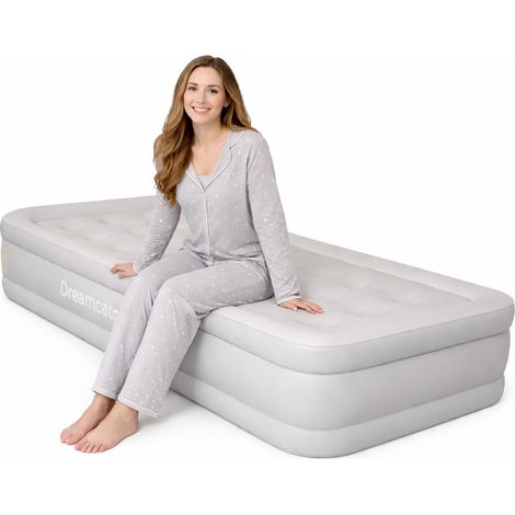 Dreamcatcher Single Air Bed Premium Blow up Mattress with Built in Pump 196x97x47 (1/5)