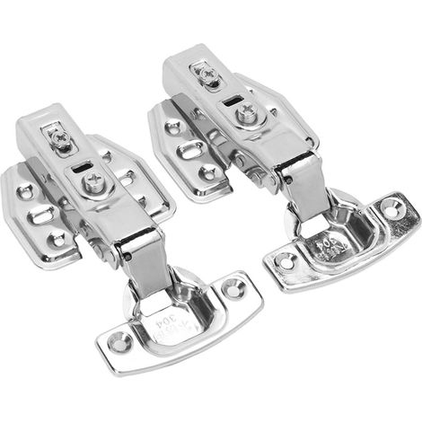 2 Charnières à Pliage Central en Acier Inoxydable 2.0mm, Bloc Silencieux pour Fermeture Douce, Adaptées Meubles Cuisine et Salle de Bain (105-110° Ouverture) (1/5)
