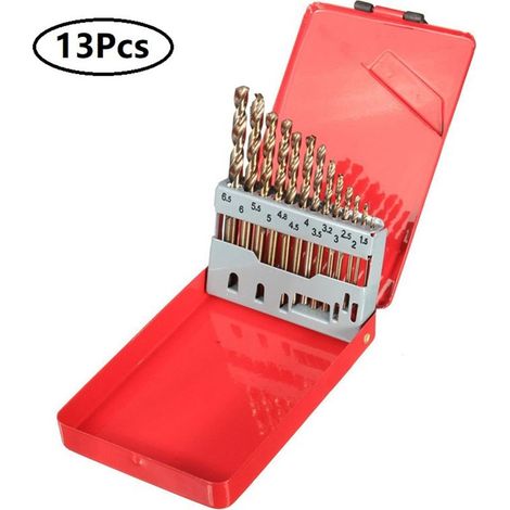 Jeu de 13 forets à pointe fendue à 135 degrés M35 5% Cobalt métal HSS torsion pour plastique et bois (1/5)