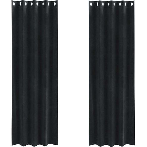 Rideaux occultants 2 pcs Noir 140 x 245 cm Velours