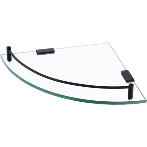 Étagère de douche d'angle, étagère de douche en verre, étagère de douche en verre trempé de 8 mm, étagère murale de salle de bain, étagère de douche avec support d'étagère, montage mural sécurisé/noir (1/5)