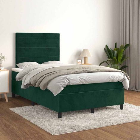 Boxspringbett mit Matratze Dunkelgrün 120x200 cm Samt (1/5)