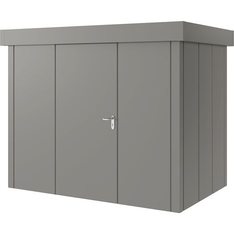 Hörmann Metall-Gerätehaus "Juno" mit Flachdach, JFD8 - Design, 262 x 166 cm (B x T), graualuminium, 1-flüglige Tür, Anschlag links (1/5)