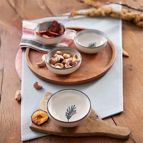 Bol apéro porcelaine motif feuille bleue (lot de 4) ELDA (1/2)