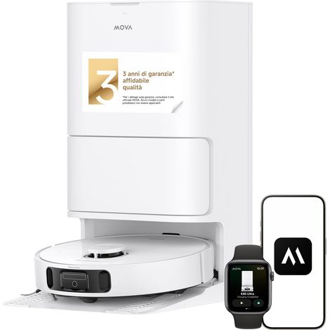 MOVA E40 Ultra – Robot aspirapolvere lavapavimenti 19000 Pa, base autonoma, pulizia bordo a bordo, batteria da 5200 mAh