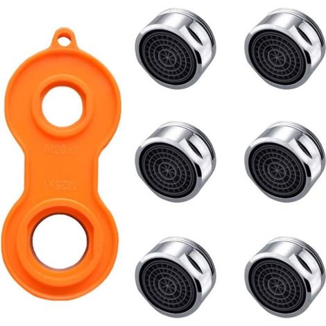 SABIR Mousseur Robinet,6 Pcs M24 Filtre a Eau Robinet Cuisine,Economiseur d'eau pour Embout Robinet, Aérateurs pour Robinet pour Cuisine et Salle de Bain,avec Clé (1/4)
