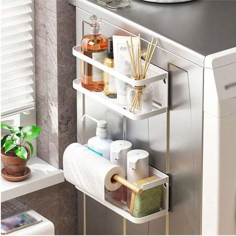 Support de rangement pour réfrigérateur et cuisine, support de rangement pour condiments de cuisine, blanc de petite taille (1 pièce) (1/4)