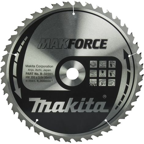 Makita Kreissägeblatt MAKFORCE 355/30 mm, 40 Zähne, 2,2 mm, Holz