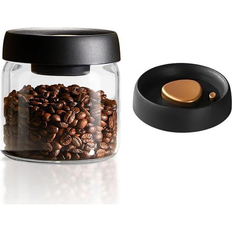 400ml Bocaux de Stockage en Verre, Bocaux à Café Hermétique, Pot en Verre Borosilicaté, avec Couvercle en ABS, pour Café, Epices, Sucre, Biscuits (1/5)