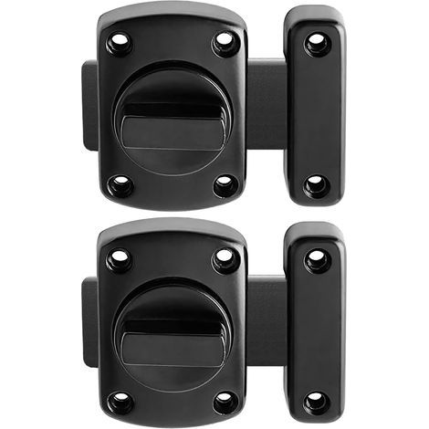 Set of 2 bathroom door locks, rotating cabinet window locks, brushed stainless steel (black) (1/5)