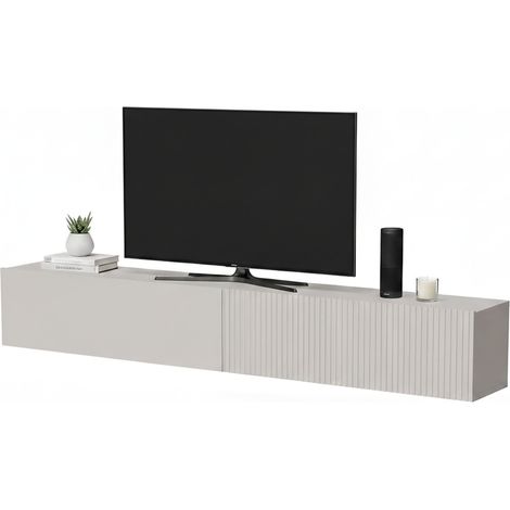 Mobile Porta tv Sindia, Modulabile, un Ripiano, 4 Vani, 200x29.8x30.5h cm Beige