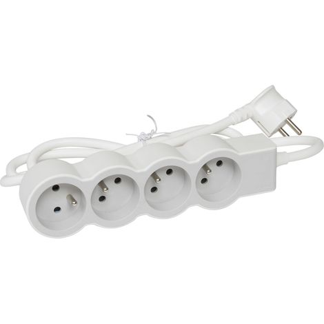 LEGRAND - Rallonge multiprise extra-plate avec 4 prises de courant avec terre avec cordon 3m - blanc et gris clair (1/5)