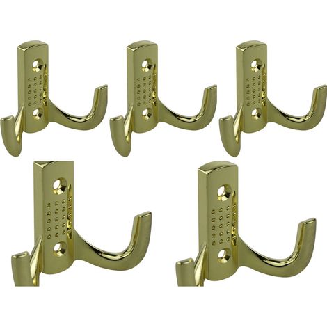 5er Pack Kleiderhaken Ausführung Gold Optik Mantelhaken Garderobenhaken Metall (1/2)