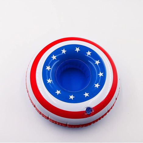 bar flottant pour piscine,matelas gonflable piscine,10 pièces porte-gobelet gonflable drapeau américain sous-verre d'eau flottant porte-gobelet porte-boisson pour jouets de piscine anneau de natation (1/5)