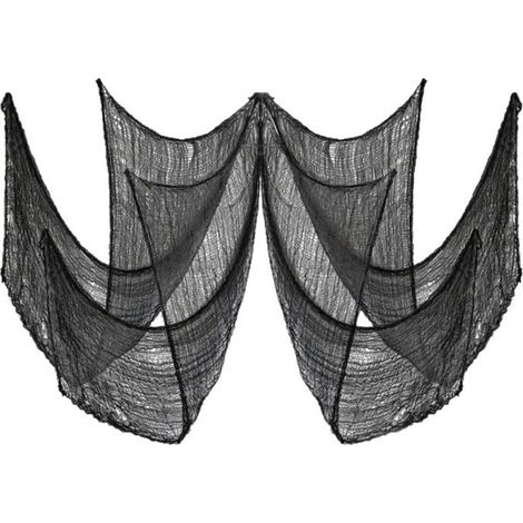 1 Tissu gaze noir, 30x75 pouces, coton élastique, décoration suspendue, pour Halloween, jardin et maison . (1/5)