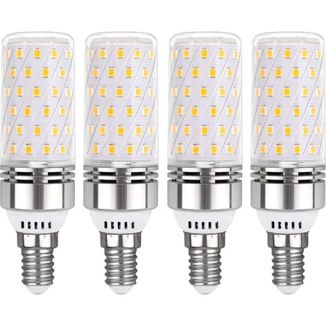E14 LED-Lampe, 12 W, Kaltweiß (6000 K), 1450 lm, entspricht 100 W Halogenlampe (E14), 360° Abstrahlwinkel, 220 V Wechselstrom, E14 LED-Lampe für Innenbeleuchtung, nicht dimmbar, 4er-Pack