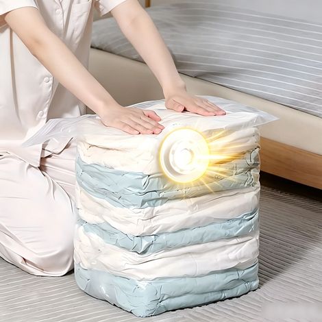 Filiyano-Lot de 3 sacs sous vide sans pompe, sacs autovideurs peu encombrants pour vêtements et couvertures (grand format). (1/4)