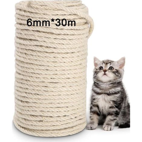 Corde en sisal naturelle 6mm × 30m – Résistante au frottement – Pour griffoirs et projets créatifs – Biodégradable et durable (1/5)