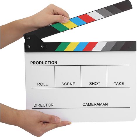 Clap de cinéma acrylique en acrylique, accessoire de montage pour films et séries TV, avec stylo (couleur/blanc) (1/5)