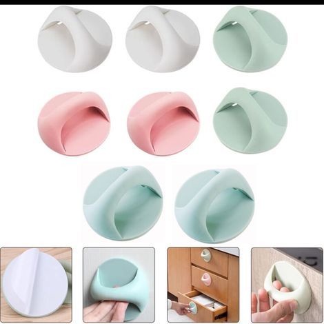 Lot de 8 poignées rondes auto-adhésives pour tiroir d'armoire de cuisine, pour réfrigérateur, armoire, armoire, porte coulissante (1/5)