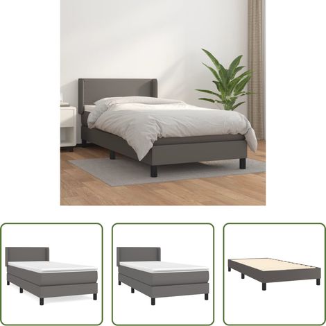 Kunstlederbett - Boxspringbett mit Matratze Grau 80x200 cm Kunstleder (1/5)