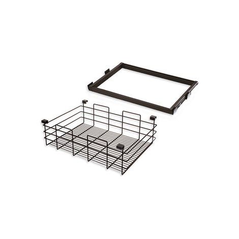 Emuca Kit de panier en fil et cadre coulissant pour armoires Moka, fermeture souple, réglable, module de 600mm, Acier et Aluminium, Couleur Moka - talla (1/5)