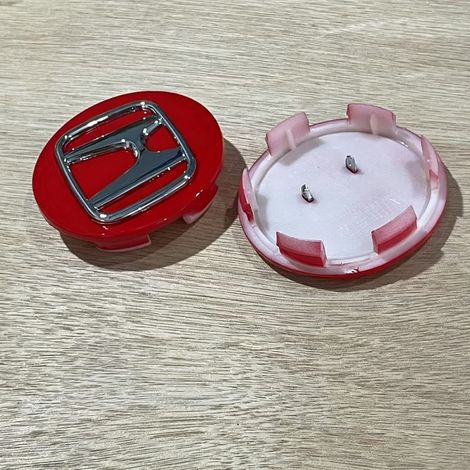 Cache moyeu de roue compatible Honda Accord Civic CR-V HR-V Odyssey, enjoliveur central jante logo rouge et argent 69 mm, lot de 4 pièces pour voiture (1/3)