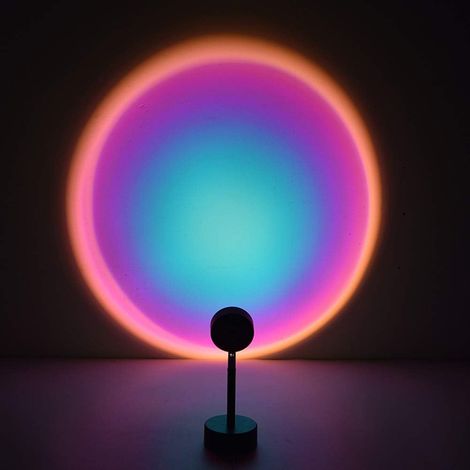 Projecteur LED coucher de soleil, rotation à 90 degrés, éclairage sur pied avec projection arc-en-ciel coucher de soleil, lampe de projection arc-en-ciel, lampe sur pied LED pour salon et chambre (1/5)