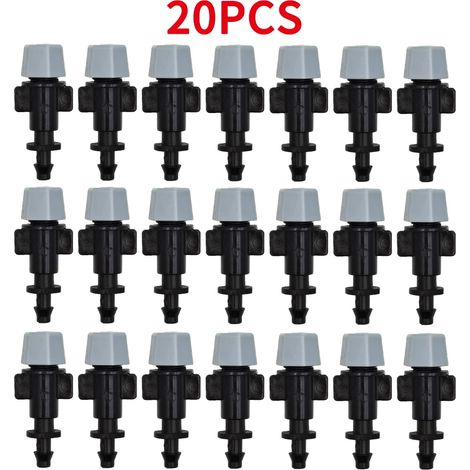 (c-20pcs) 20 buses de 6,35 mm (1/4 pouce) pour arrosage goutte à goutte, brumisateur et atomiseur, avec raccord en T pour tuyau d'arrosage. (1/5)