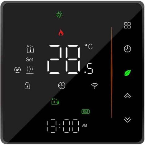 QORVA-Thermostat domestique intelligent, thermostat Wi-Fi programmable hebdomadaire, thermostat sans fil à économie d'énergie avec contrôle par application pour chauffage par le sol.