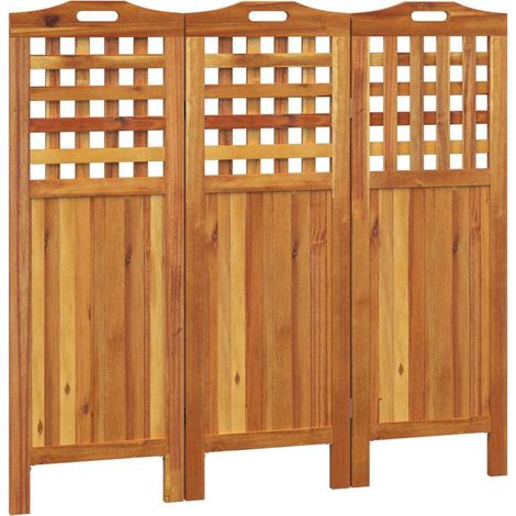 Biombo de 3 paneles de madera maciza de acacia 121,5x2x115 cm vidaXL (1/5)